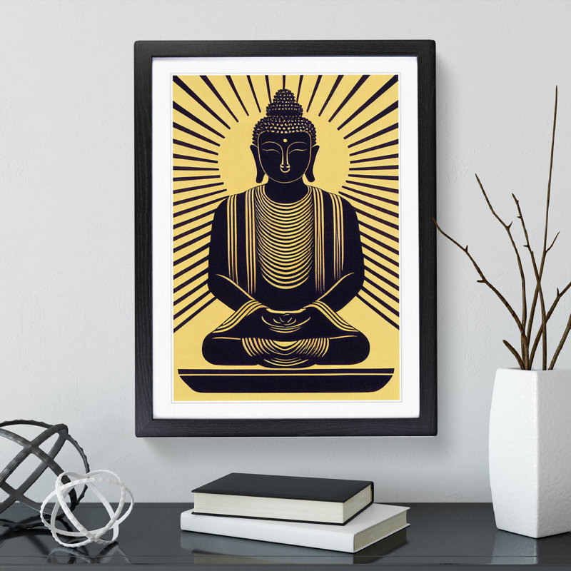 XV1022-2634X Magnetic Buddha - Single Picture Frame Print, Black, 64cm H x 46cm W x 2cm D