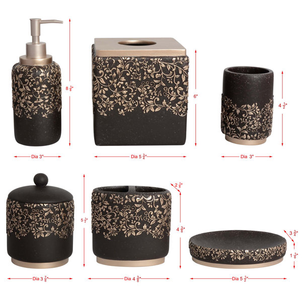 Bathroom Accessories Set Black Sparkle Towel Holder Toilet Roll Tumbler  Dispense