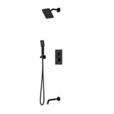Trova Square Thermostatic Shower Trim Kit With Hand Held Shower And Tub Filler Brushed Nickel