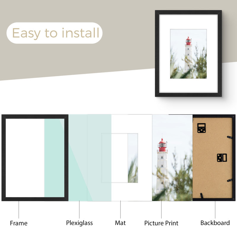 Gallery Matted Frame Set,Wall Mount Display, 12.755" H x 9.763" W x 0.708" D