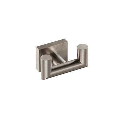 Crater Wall Mounted Double Towel Hook - Brushed Nickel, Premium Brass Construction, Includes Installation Hardware