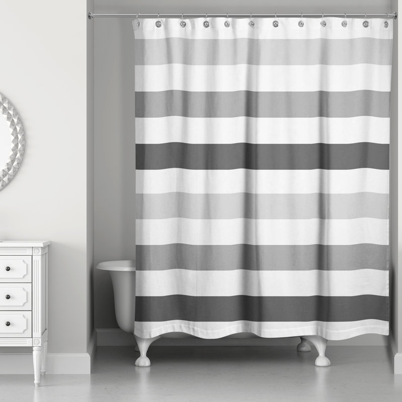 Rideau de douche simple à rayures Boucher, Gris