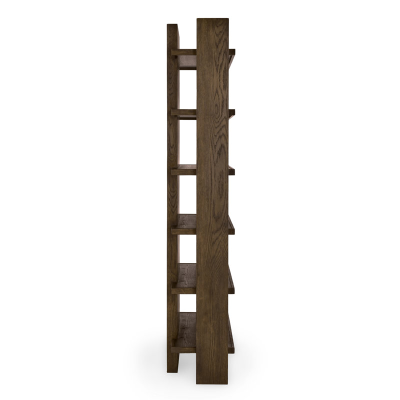 Doku Solid Wood Bookcase, Coffee Brown