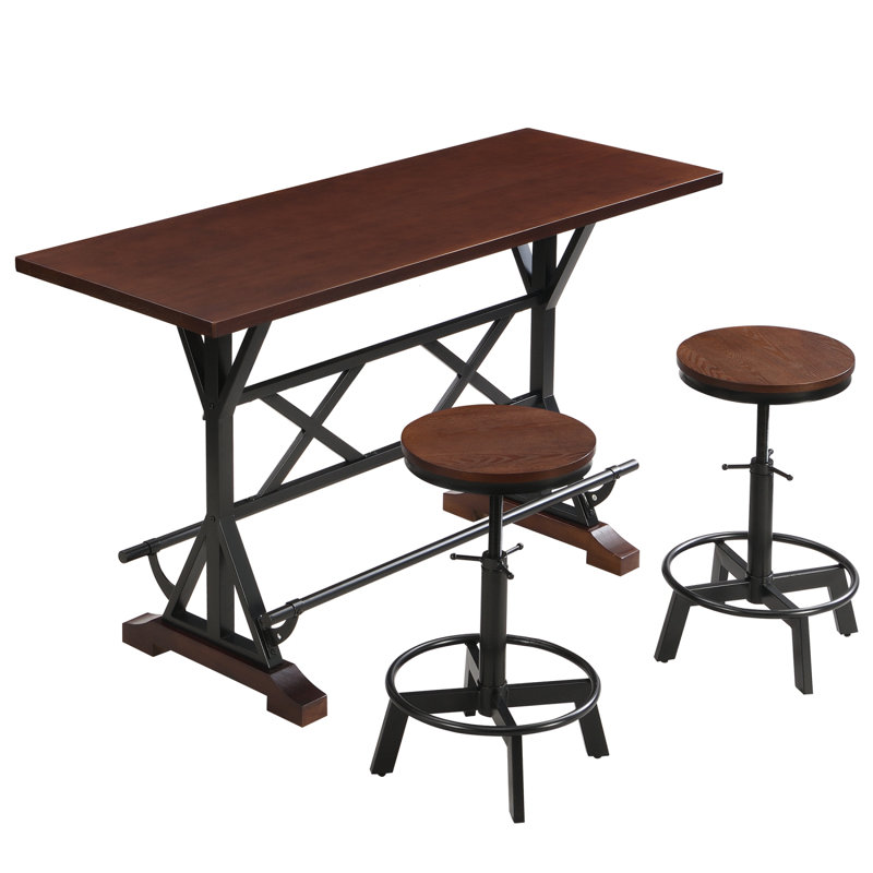 Ensemble de 2 tabourets de bar réglables Vintage en métal avec repose-pieds pour la cuisine et la salle à manger