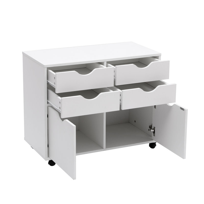4 Drawer 31.5" Wide Decorative Filing Cabinet on Wheels, Storage Unit, for Office, Wardrobe.