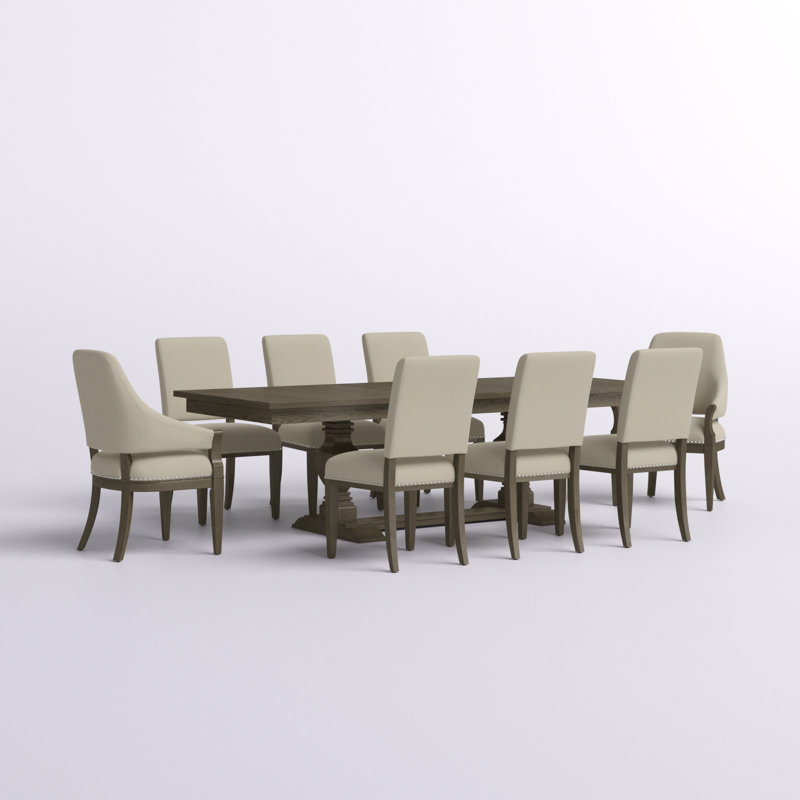 Kaila Removable Leaf Dining Table Set, 9 Pieces: Table, 8 Chairs
