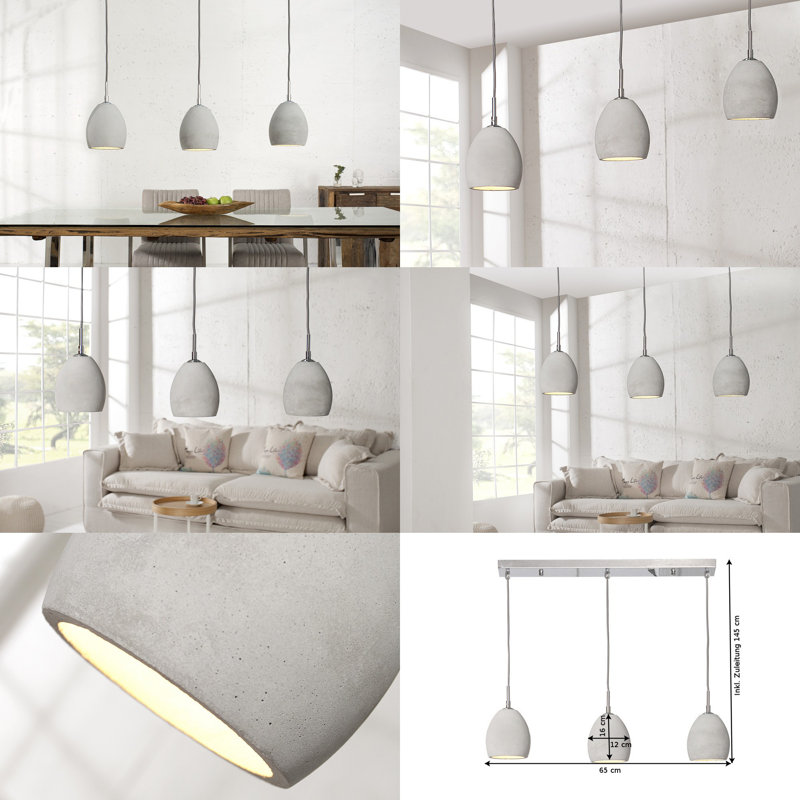 Todd 3 - Light Grey Kitchen Island Pendant
