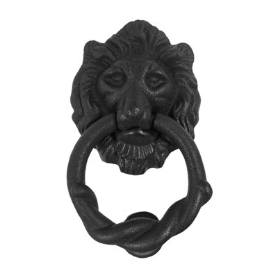 Lion Head Design Front Door Knocker Matte Finish 6" H x 3-3/4" W Gate Knocker