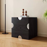 19.6'' Black Modular Combination Bedside Table, Sofa Side Table, Floor-Standing Wood TV Cabinet (one Piece)