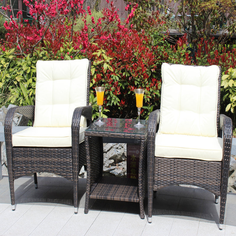Canapé modulaire d'extérieur 3 pièces: chaises avec coussins beiges et table basse - To and Water Room