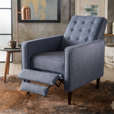 Button Tufted Upholstered Manual Push-Back Recliner