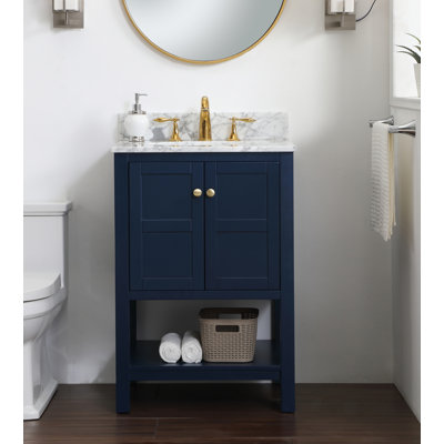  Ensemble de meuble-lavabo de 24 po / Finition de la base: bleu avec plateau blanc Carrera