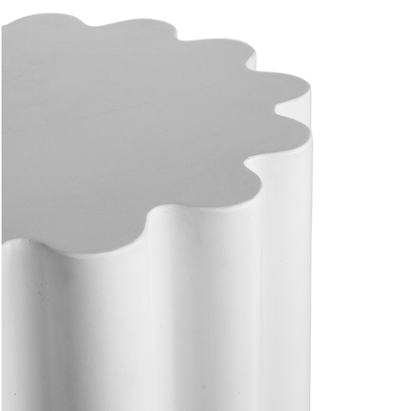 Melati Concrete End Table, White