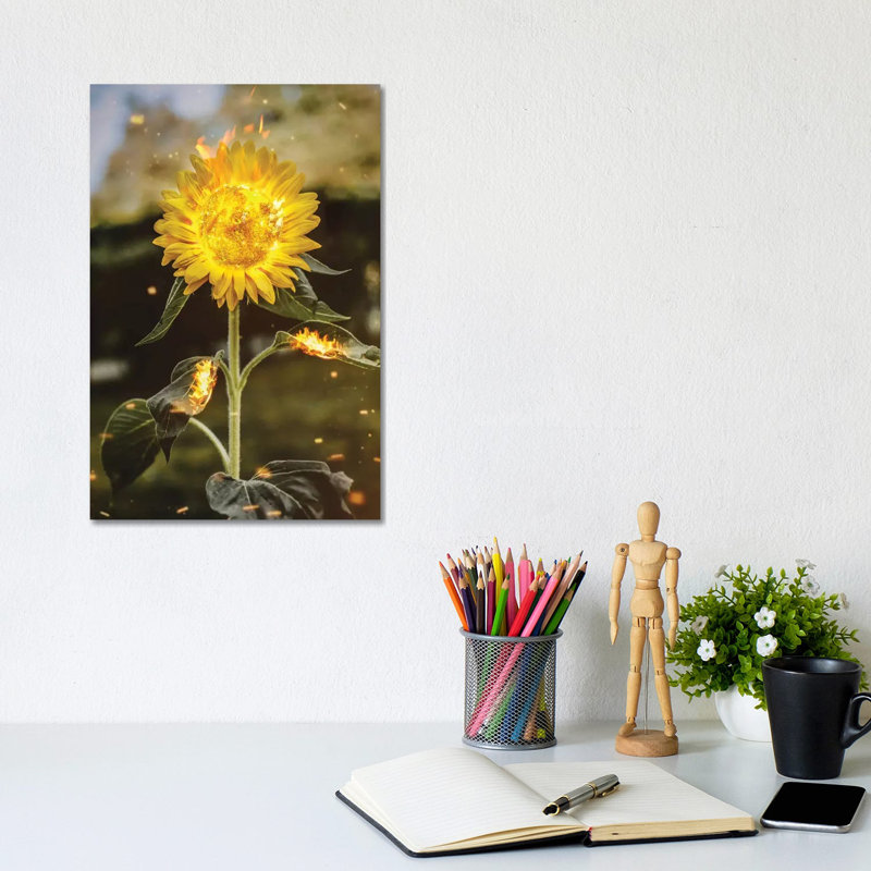 Real Sunflower by Shaun Ryken - Print on Canvas, Wrapped Canvas, 30.48cm H x 20.32cm W x 1.91cm D