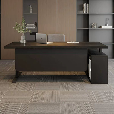 Black Rectangular Solid Wood  desk