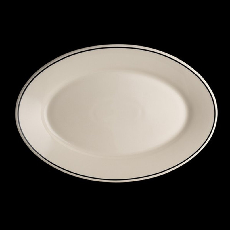 Oval Platter Rolled Edge Black Line, 11.38" H x 15.63" L x 11.4" W