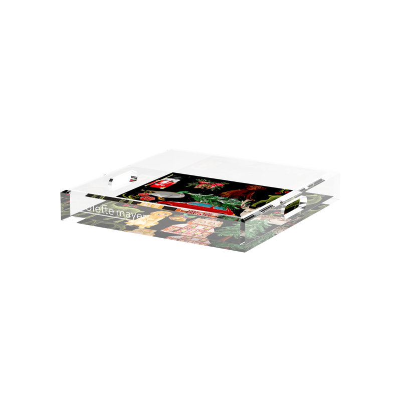 Plateau décoratif en acrylique Ultimate Christmas, Noir, 12"W x 12"D x 2"H