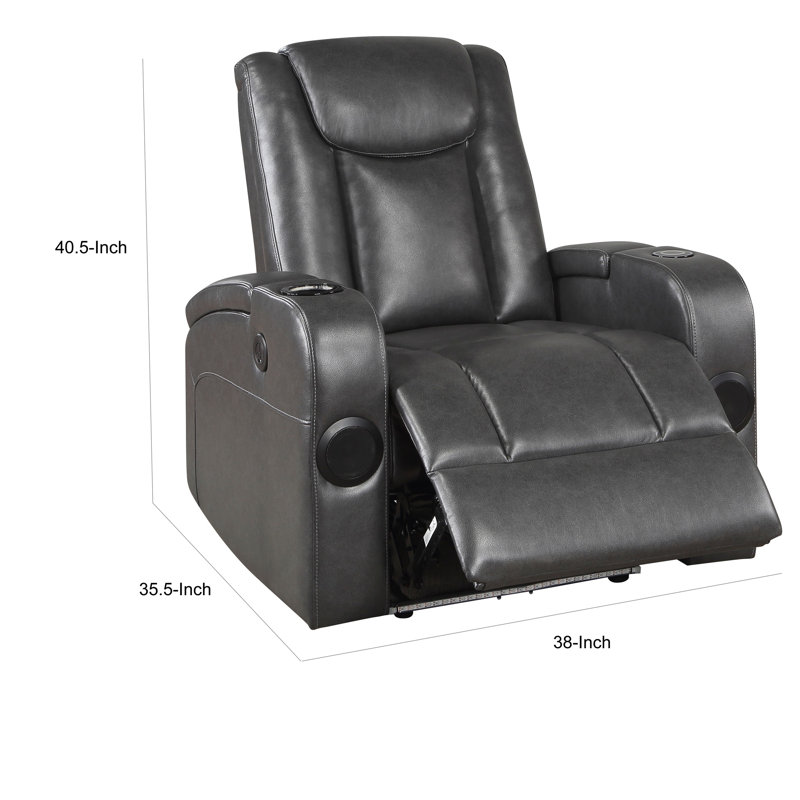 Demetrial Faux Leather Power Reclining Home Theater Seat with Cup Holder