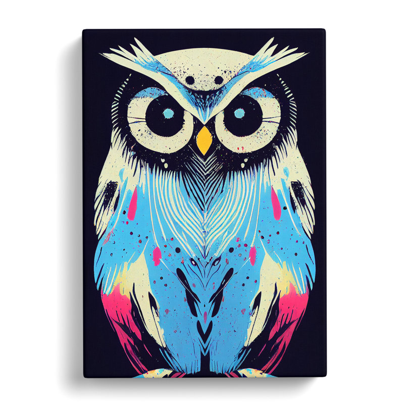 Paint Splashed Owl No.1 Abstract - Wrapped Canvas, 50cm H x 35cm W x 3cm D