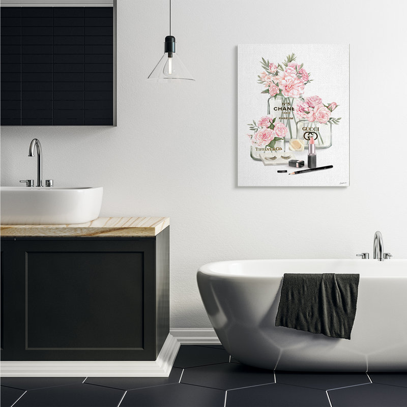 Fleurs roses roses dans des pots de mode glamour, Toile tendue, H 40 po x l 30 po