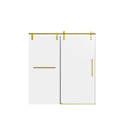 Frameless Single Sliding Shower Door, 56-60" W x 66" H, Brushed Gold Finish, ANSI Z97.1 Certified Safety Glass