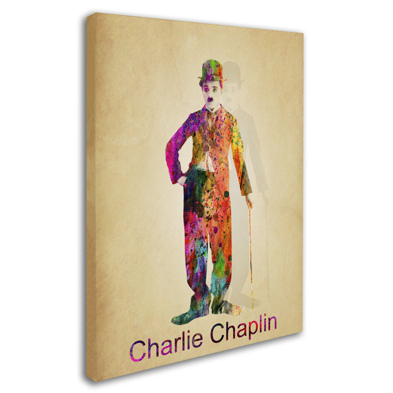 «Charlie Chaplin» par Kieninger, impression sur toile tendue, H 19 po x l 14 po x P 2 po