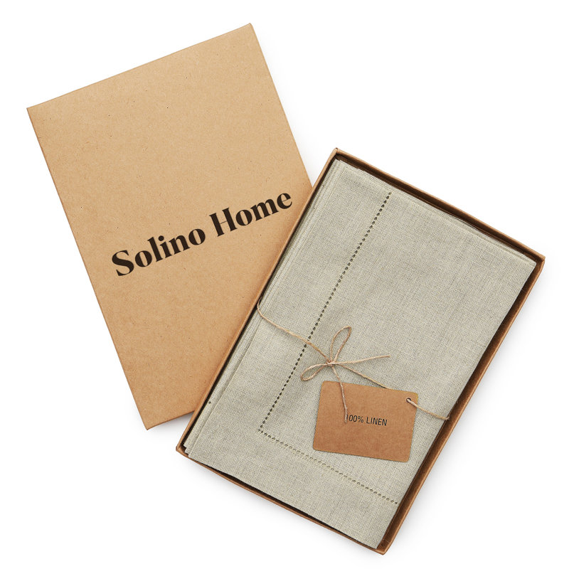 100% Pure Linen Hemstitch Dinner Napkins - Classic Hemstitch, Natural