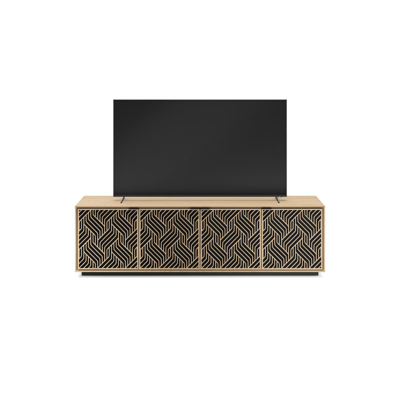 Elements - Cabinet with Rolling Plinth Base - Weave Door, Washed Oak