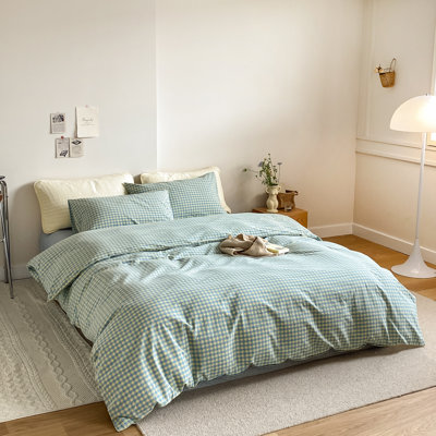 Ensemble de housse de couette en coton à motif écossais multicolore Buffa