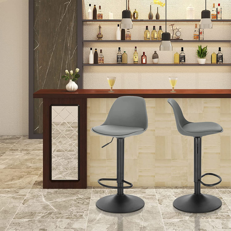 Rikard Swivel Upholstered Adjustable Height Counter Stool, Grey