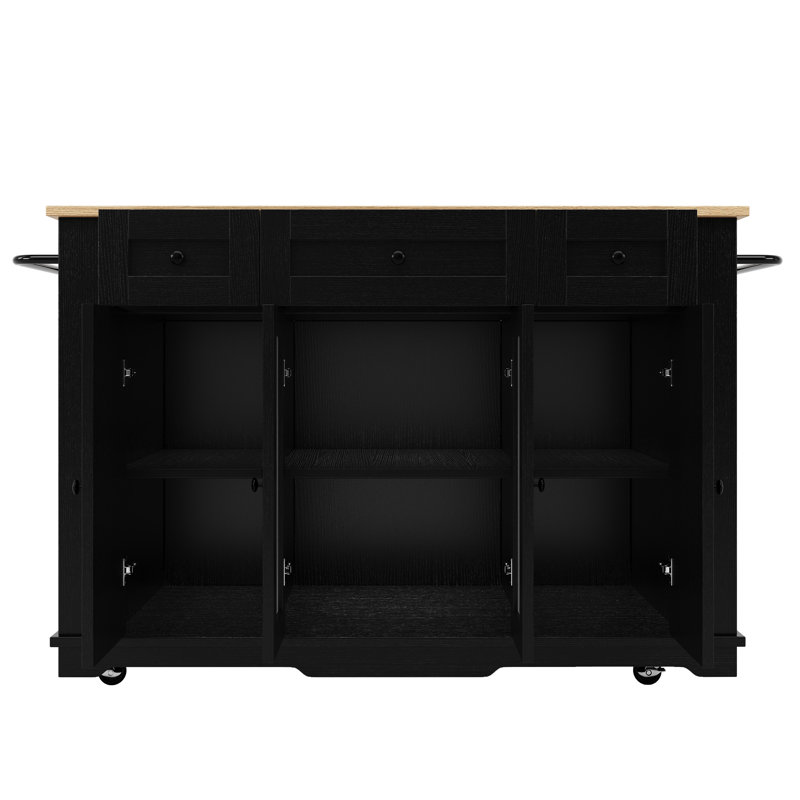 Wood Kitchen Island, Black
