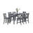 Modern Style Gray Dining Table 6X Chairs 7Pcs Counter Height Set Cushion Seat Nailhead X-Cross Back Chairs Dining Room Furniture