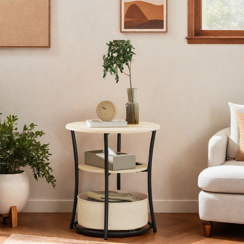 Tables de bout avec rangement, table d'appoint en bois et bois aggloméré à 3 niveaux pour la maison