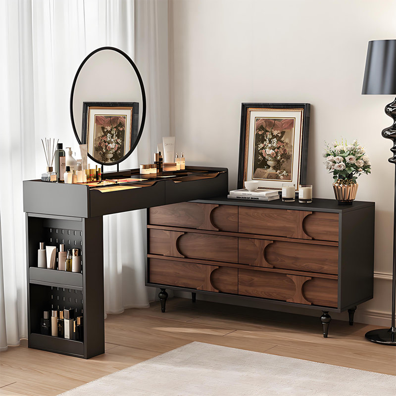 Commode à rallonge noire et brune de style français 94,49 po
