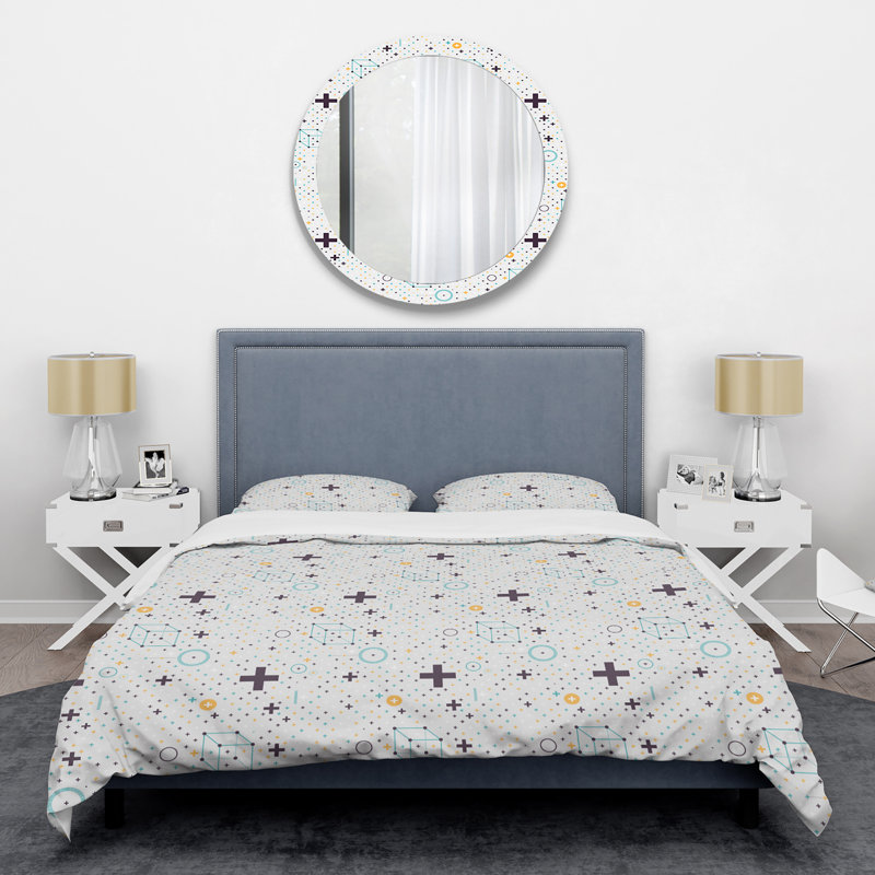 Ensemble de housse de couette Minimalistic Elements Mid-Century, Housse de couette double / grand et 2 taies