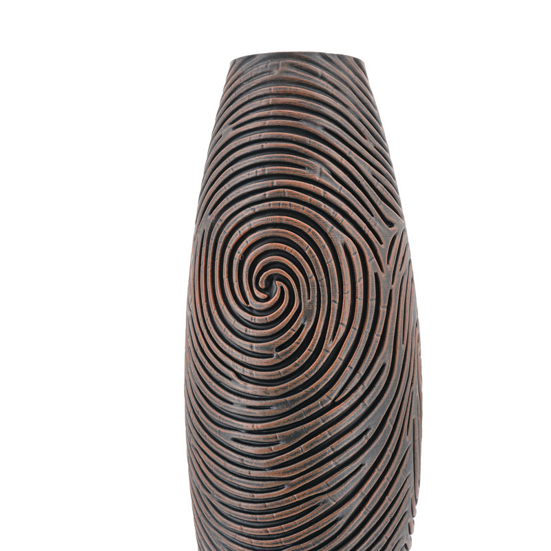 Vase de table côtelé en polyrésine brun foncé de 45,7 cm