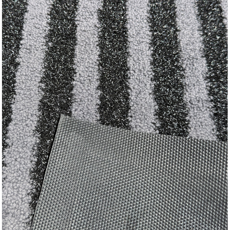 Tapis de porte polyvalent gris et noir à rayures