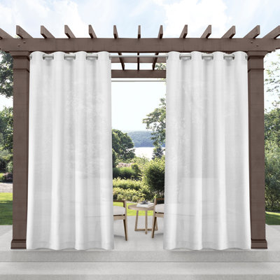 Exclusive Home Miami Semi-Sheer Textured Indoor/Outdoor Grommet Top Curtain Panel Pair
