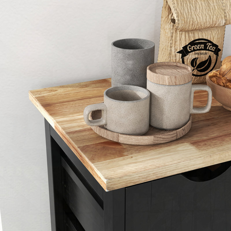Chariot pour îlot de cuisine roulant avec tablettes et tiroirs en bois