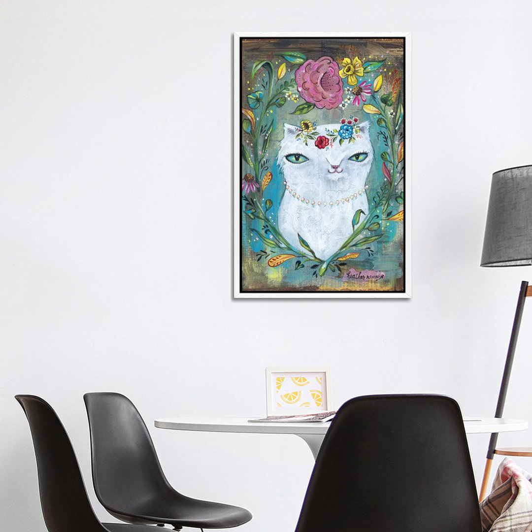 White Kitty von Heather Renaux - Galerie-verpackte Leinwand Giclée auf Leinwand