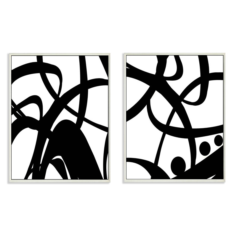 Ensemble de 2 plaques murales à tourbillons noir et blanc