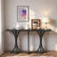 Console en bois avec plateau en placage de chêne et pieds courbés-1325380040