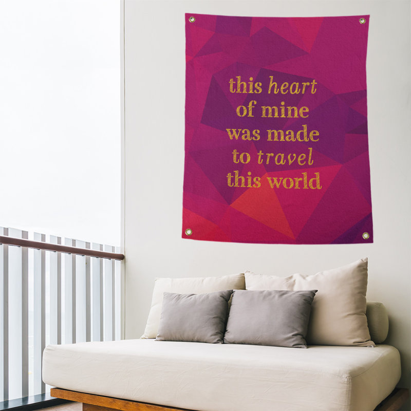 Polyester Tapestry, 36" H x 26" W, Rubellite/Gold
