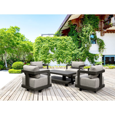 Massud 5 Piece Sunbrella Multiple Chairs Seating Group with Cushions
