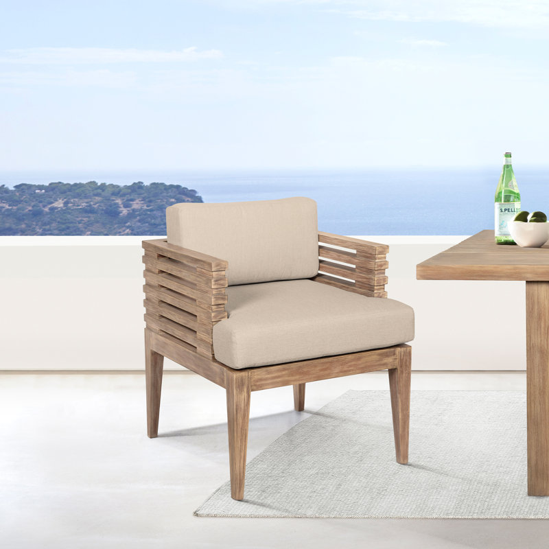Fauteuil de patio avec coussin Aerilyn, Taupe performance