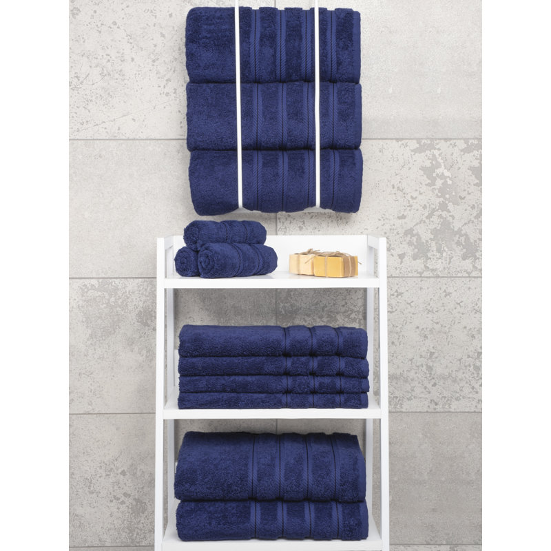 Ensemble de serviettes de bain turques de luxe 100% coton 4 pièces Edison Collection, Marine