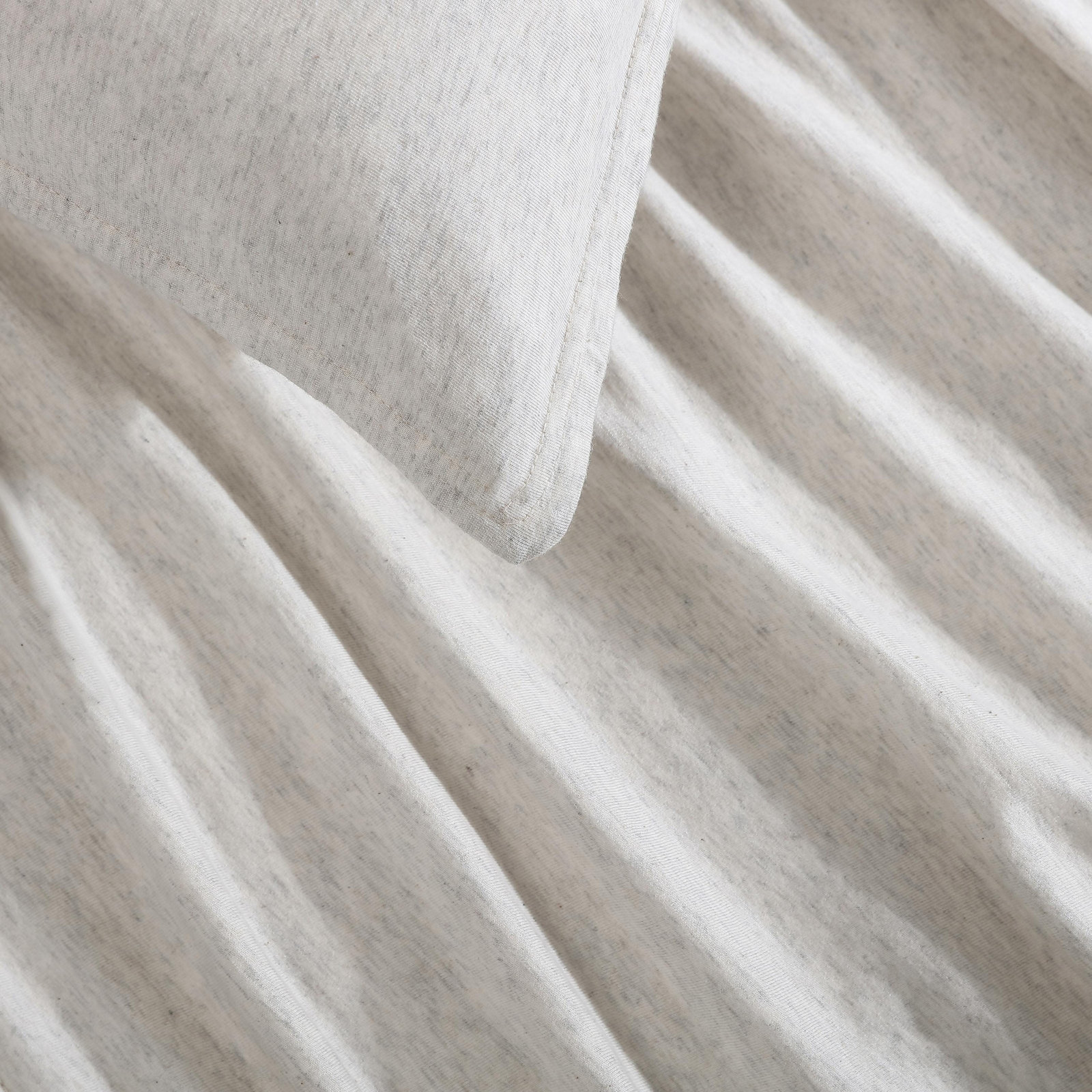 Modern Cotton Melange Comforter Set, King Comforter +  2 King Shams, Ivory/Gray