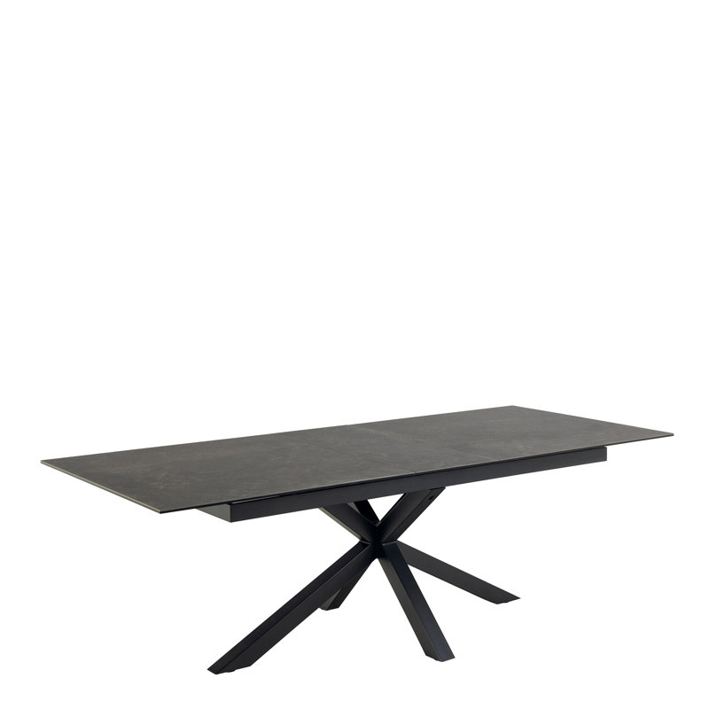 Harrisonburg Extendable Metal Base Dining Table, 76cm H x 100cm W x 240cm L, Black