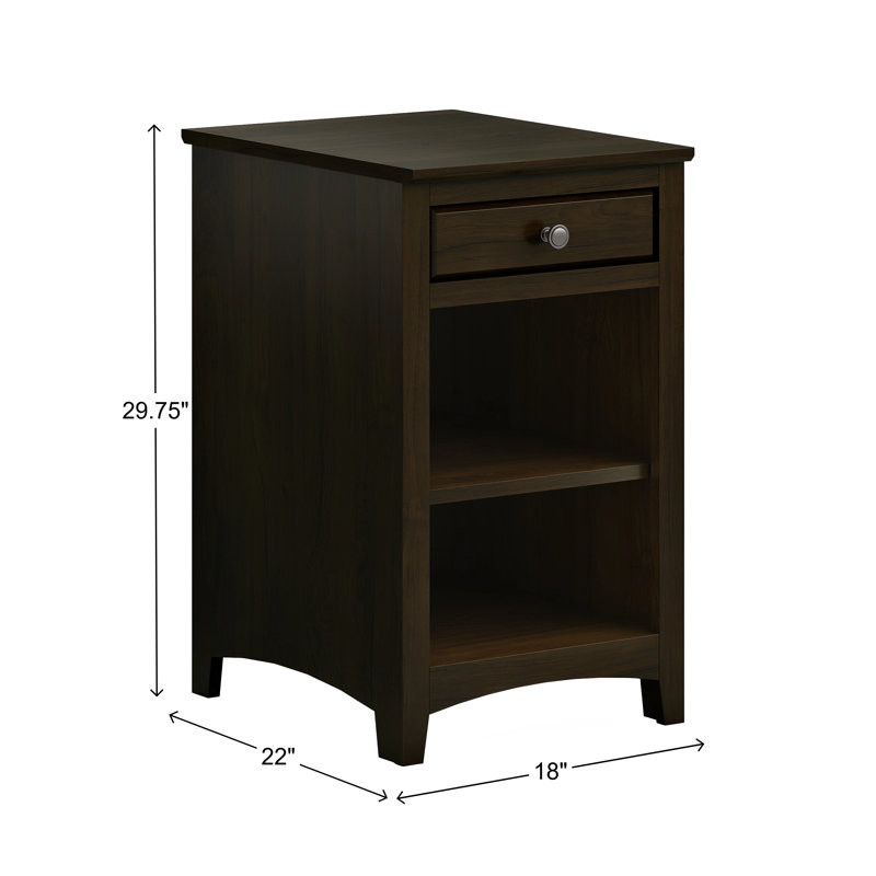 Rangement de bureau en bois massif Malani, Café