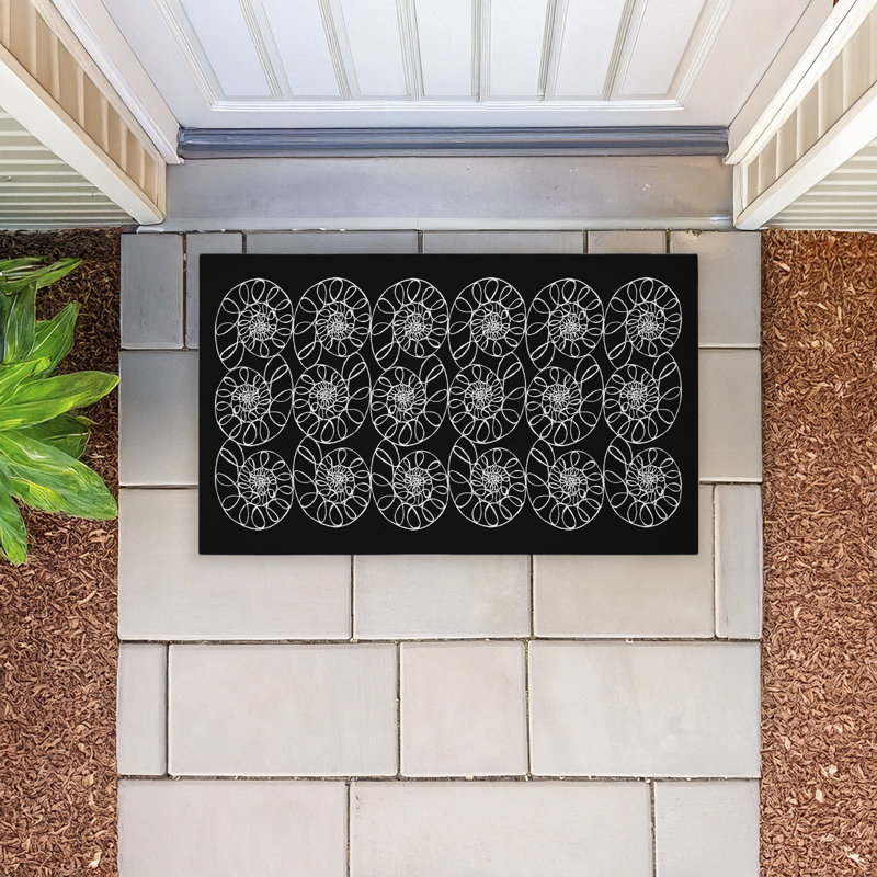 Tapis de porte d'extérieur Elemental Spiral Shells, par El Perkin, 18 po x 30 po, Coquilles élémentaires en spirale